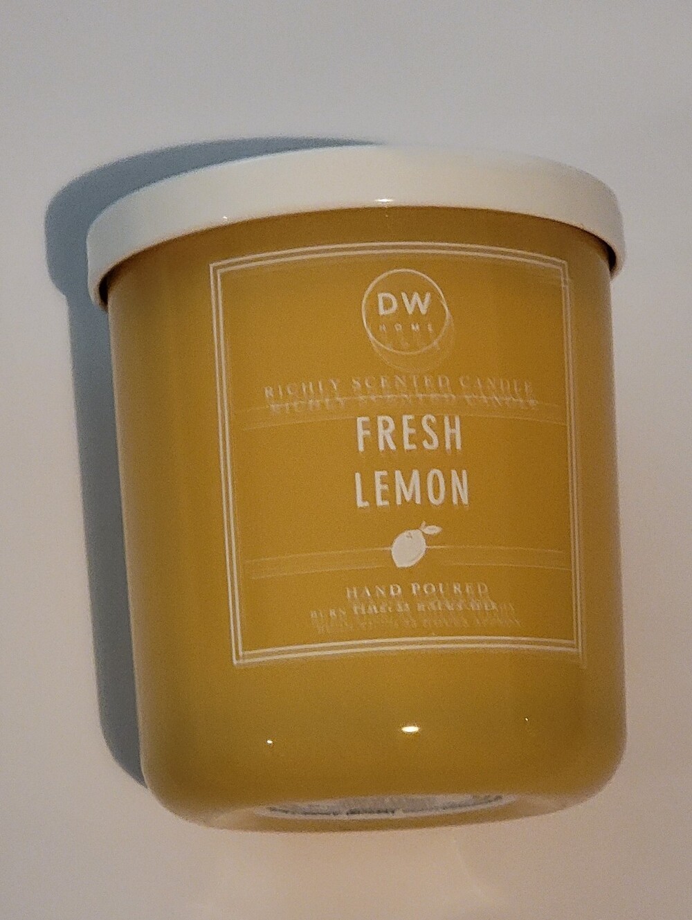 DW Home Scented Candle Fresh Lemon Glass Jar w/ Lid 9.3 oz Yellow